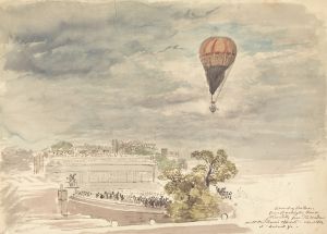 Ascent of Balloon from Burlington House, Piccadilly, from the Window at Mr. B. Palmer’s