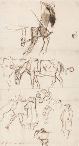 Studies of Horses, Men and Carriages