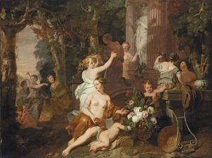 Nymphs And Bacchantes Paying Homage At The Temple Of Flora