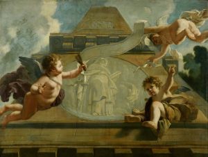 De Heilige Anthonius de Heremiet ; Allegorische voorstelling van de verzorging van leprozen en onnozelen