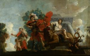 Fortitudo breidelt de zotheid ; Allegorische voorstelling van de verzorging van leprozen en onnozelen
