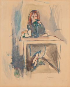 Hermine David à la robe bleue