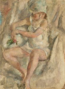 Femme au turban avec rose