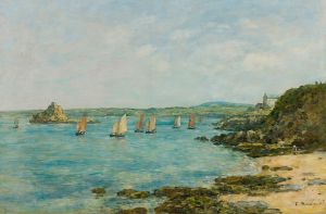 Rivage Douarnenez Bateaux De Pêche Dans La Baie