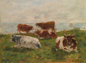 Vaches Au Pré Au Bord De La Me