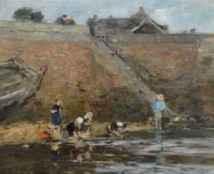Laveuses Au Bord D’une Rivière