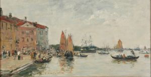 Venise; le quai et l’église San Biagio