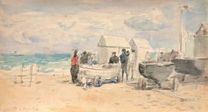 Les canots sur la plage à Trouville