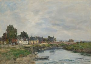 Touques, le vieux port à marée basse