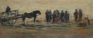 Berck, Chariot et pêcheuses sur la plage