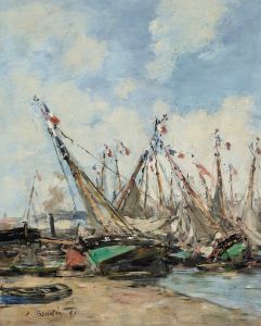 Trouville, le port, voiliers échoués