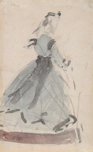 Lady in Fashionable Blue Gown