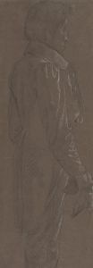 Standing Gentleman, three-quarter length profile facing right