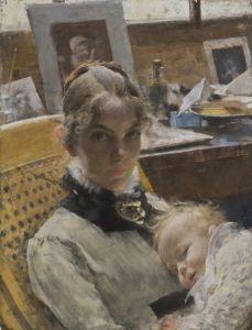 A Studio Idyll. The Artist’s Wife and their Daughter