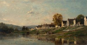 Les Laveuses au bord de la Seine à Bonnières