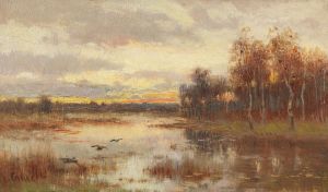 Kleine Moorlandschaft in der Dämmerung