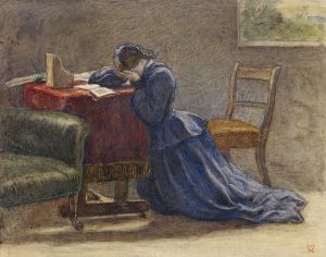 A Wife – Face in Both Hands She Knelt on the Carpet