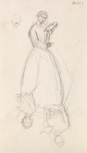 Female – Two Sketches of a Young Woman holding a Book