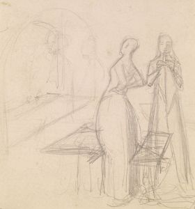 Mariana – Figure Sketch and Sketch of a Woman folding Cloth