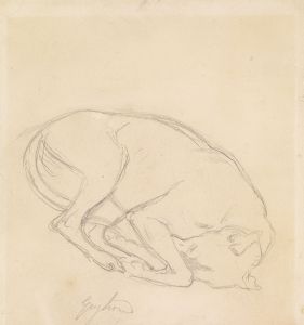 Studies of a chin, a sleeping dog, annotated ‘greyhound’