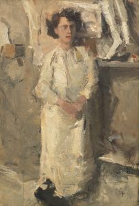 Portrait of the artist Theo Nieuwenhuis in his studio