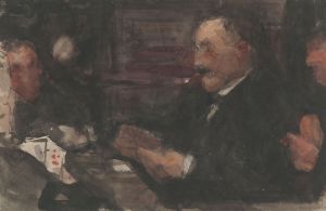 Kaartende heren in café