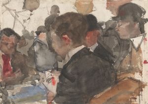 Kaartende mannen in een café