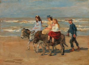 A donkey ride on the beach of Scheveningen