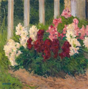 Flowers Before A Garden Fence