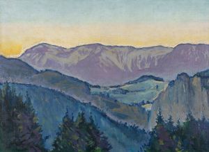 Blick auf die Rax von der Villa Mautner v. Markhof im Abendlicht