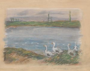 Four Geese By a Pond