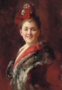 A lady in a fur-lined cape