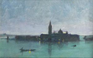 San Giorgio Maggiore From The Lagoon By Moonlight, Venice