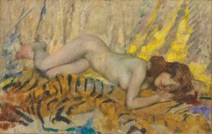 Nude on a tiger skin