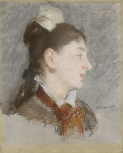Jeune fille au col cassé, de profil