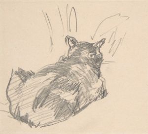 A Cat Resting on All Fours, Seen from Behind