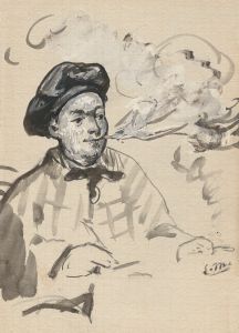 Théodore de Banville écrivant et fumant la cigarette