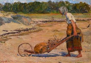 Woman Pushing a Cart