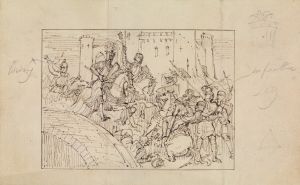 Study of Armored Knights in Battle with Horses
