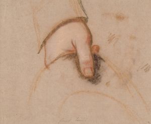 Studie til det Rybergske familiebillede; Johan Christian Rybergs venstre hånd holdende en hat