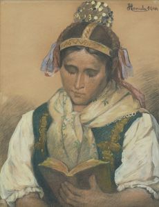 Reading in traditional costume
