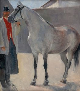 Study of a Grey Horse with a Coachman