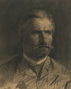 Study of a man’s head with a beard and mustache