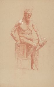 Study of a sitting male nude