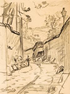Charrette dans une ruelle tournante