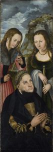 The Elector Frederic the Wise of Saxony  with the Saints Ursula  and Genevieve