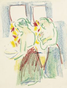 Zwei Mädchen bei der Toilette