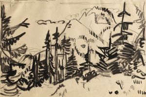 Mountain Landscape with Fir Trees