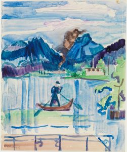 Bergsee mit Ruderer