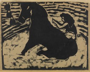 Zirkusreiterin – Artistin auf schwarzem Pony